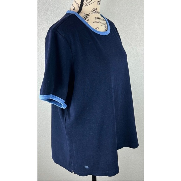 LAUREN Ralph Lauren Women's Short Sleeve Navy Shirt, size 2X - Picture 2 of 7